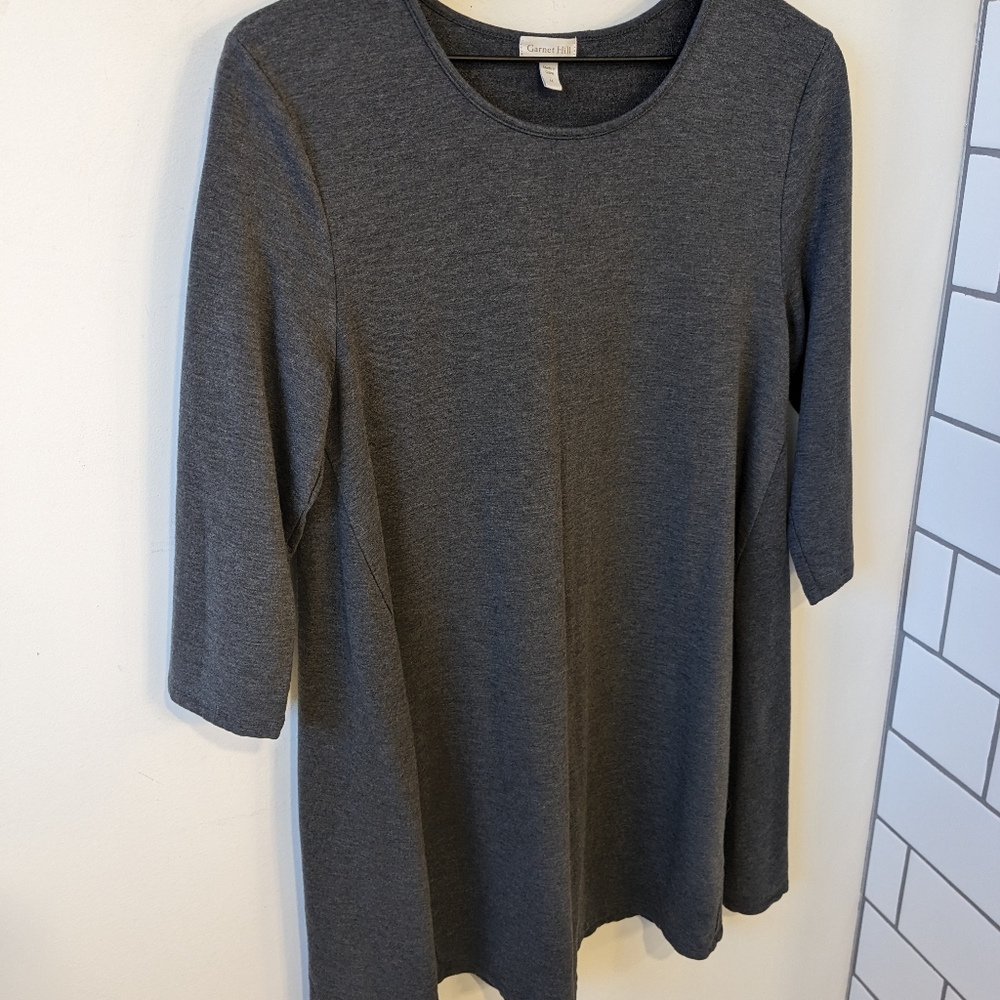 Garnet Hill Grey Tencel Lyocell A Lined Seamed Tunic - Picture 2 of 6